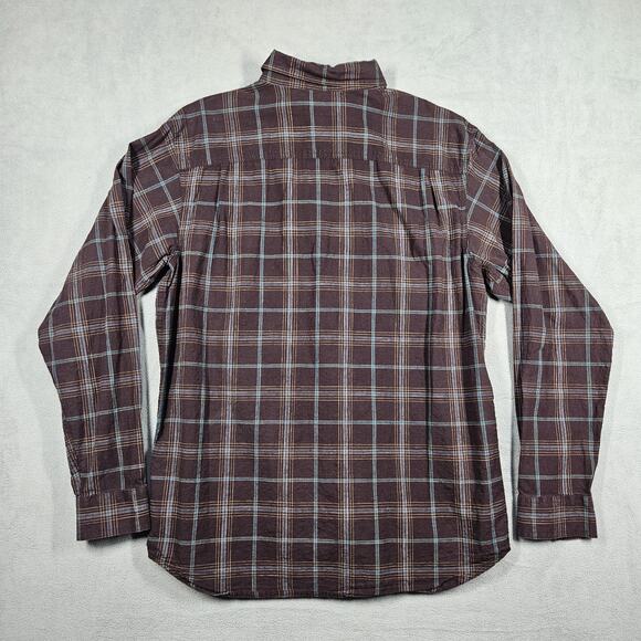 Columbia Shirt Mens Medium Pearl Snap Plaid Western Long Sleeve Brown Outdoor - Picture 8 of 11